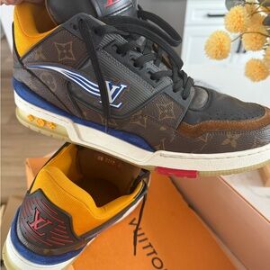 Louis Vuitton Men's Gray and Yellow Sneakers